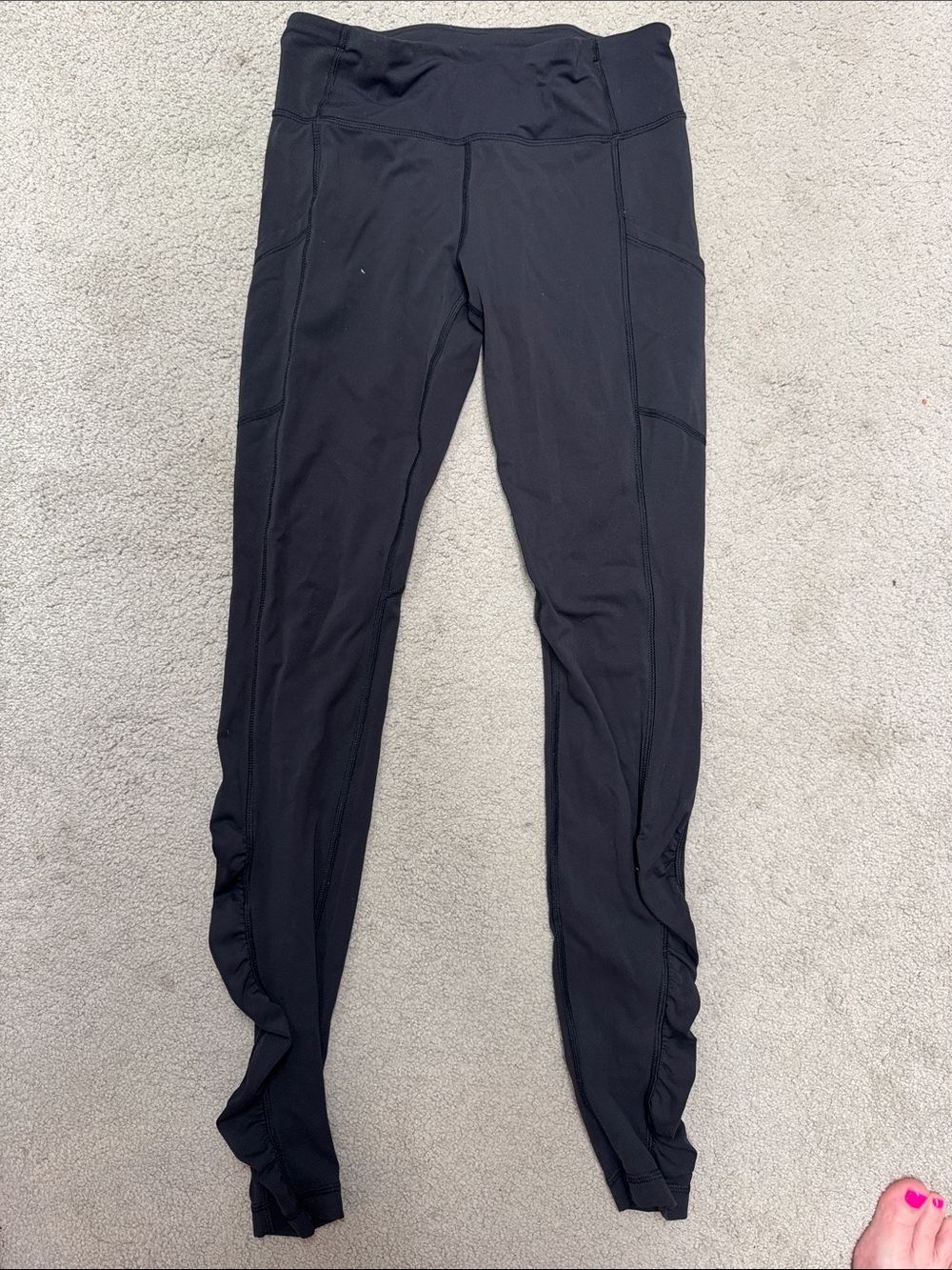 lululemon athletica Black Ruched Ankle High-Waist Leggings